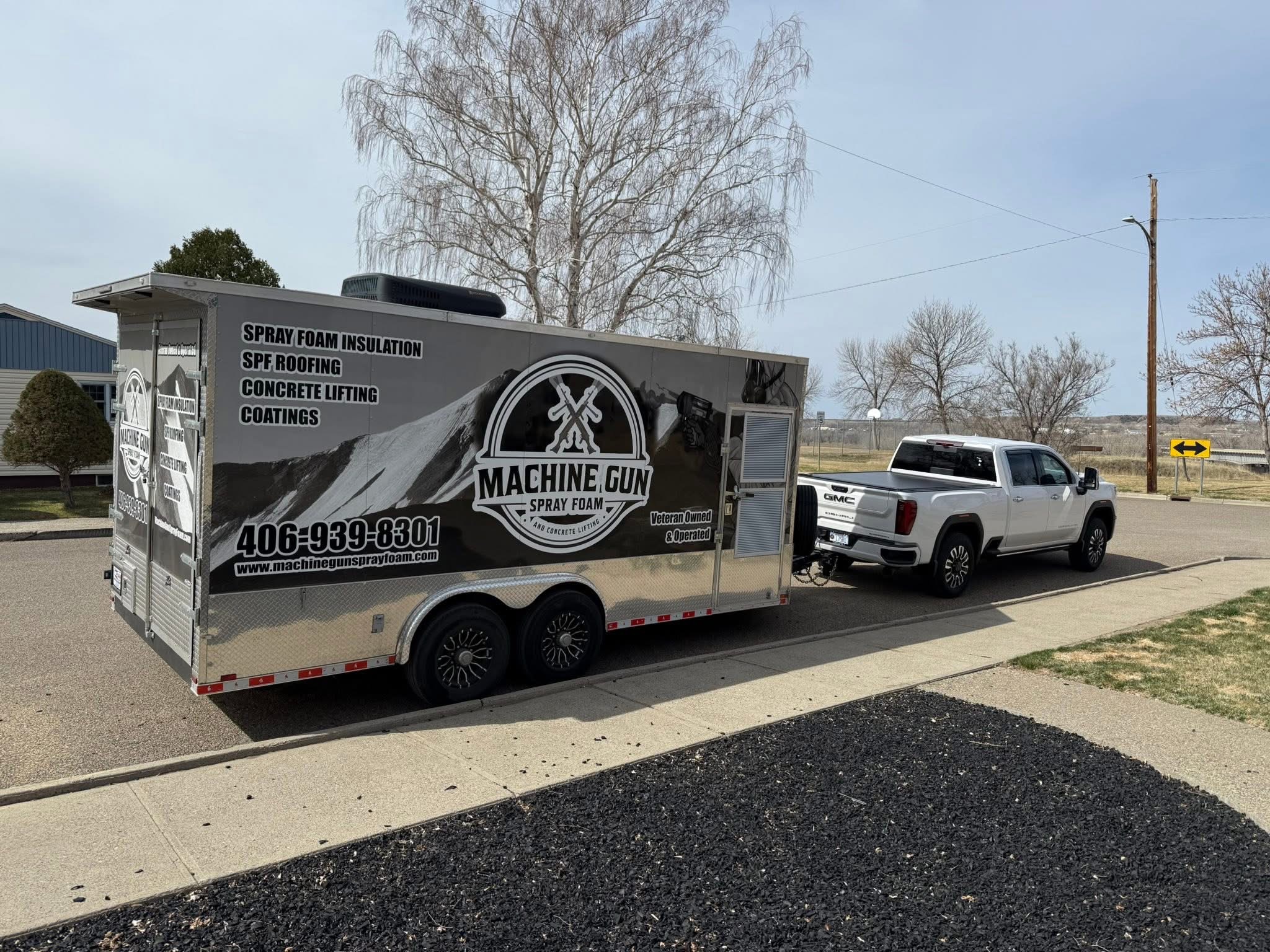 Machine Gun Spray Foam wrapped rig and truck